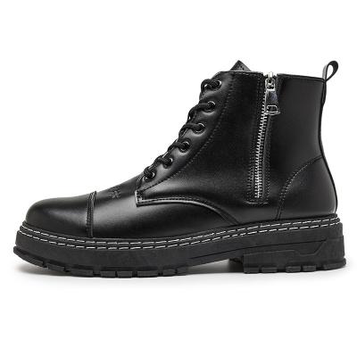 China Retro Waterproof Men's Fashion PU Matte Black Leather Casual Soft High Top Rubber Non-slip Durable Boots Machining Outdoor Shoes for sale