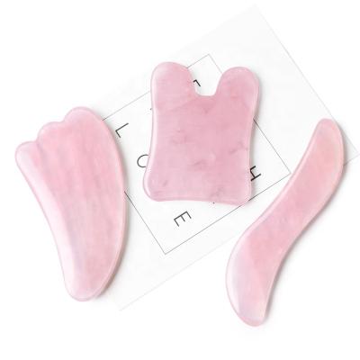 China China wholesale rose quartz gemstone different shape guasha massage tool for healing for sale