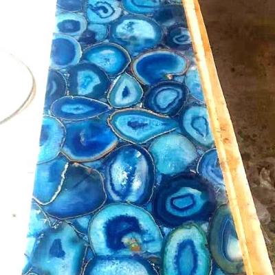 China China blue agate table top for wall and furniture decoration slab for sale