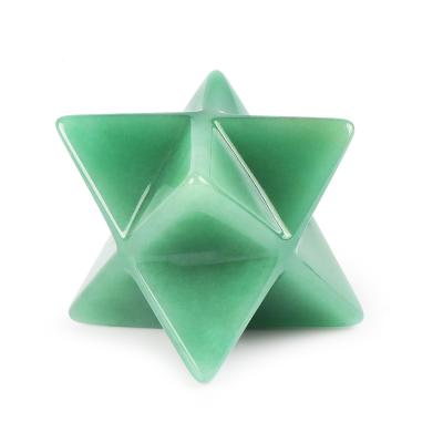 China Europe Green Aventurine Chakra Merkaba Healing Crystal Sacred Meditation Energy Generator Six-Acute Star Healing 1 inch for sale