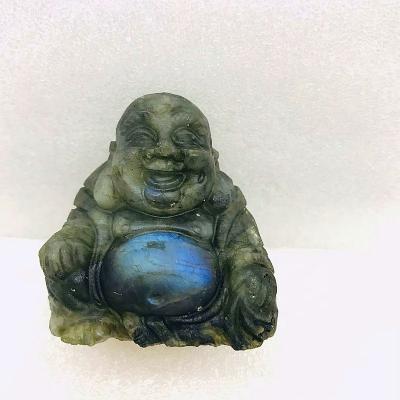 China China Healing Labradorite Crystal Hand Carving Sitting Buddha For Religion Statue for sale