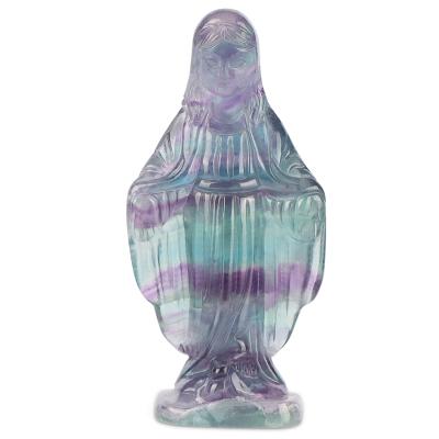 China China Rainbow Fluorite Quartz Crystal Virgin Mary Blessed Gemstone Statue Figures Home Ornaments Sculpture Indoor and Outdoor Decor for sale