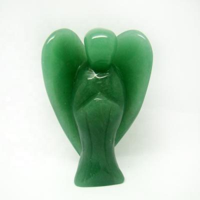 China Wholesale Green Angel Stone Healing Crystal Hand Carved China Aventurine Jade Guardian Figurine Pocket Angel Gemstone Statue For Dec for sale