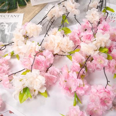 China Green Decoration Cherry Blossoms Artificial Flower Stripe Sakura Rattan String Decoration Environmental Protection Background for sale