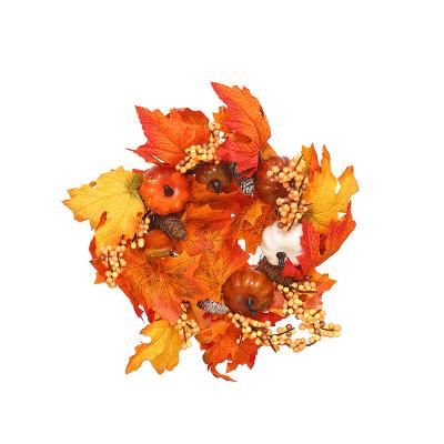 China New Arrivals Autumn Halloween Christams Home Decor Berries Wreaths Maple Leaves Natural Pine Cone Wreaths Decorative Flower Wreath Swags for sale