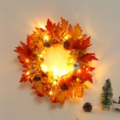 China Christmas Home Decoration Halloween Autumn Holiday Artificial Flowers Maple Leaf Wreath Decorative Flower Garlands for Home Decor for sale