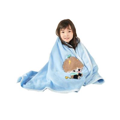 China Leisure Anti-static Children Embroidered Plush Kindergarten Cartoon Baby Blanket Air Conditioning Knee Blanket for sale