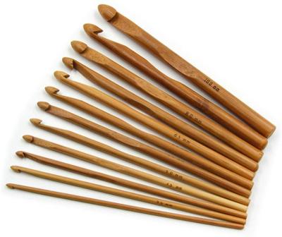 China Hot Selling Eco-Friendly Bamboo Crochet Hook Knitting Needles 12PCS Crochet Hook for Hand Knitting for sale