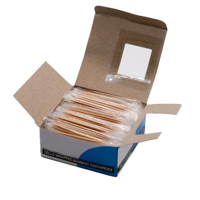 China High Quality Disposable Eco Friendly Bulk Disposable Bamboo Toothpicks Natural Brown Color Box Packaging Customized for sale