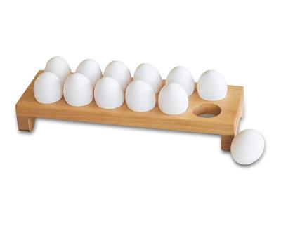 China Cheap Viable Wooden Bamboo Rack Box Egg Holder Bamboo Egg Tray For 12 Eggs for sale