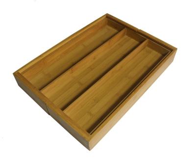 China 5 Slot Sustainable Bamboo Tray Expandable Kitchen Drawer Organizer Utensil Storage Bamboo Tray for sale