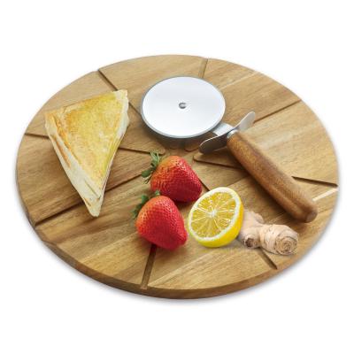 China Sustainable Round Cheap Wooden Board And Pizza Cutter For Kitchen for sale