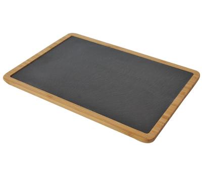 China Beautiful Sustainable Cheese Board Bamboo Serving Board With Slate for sale