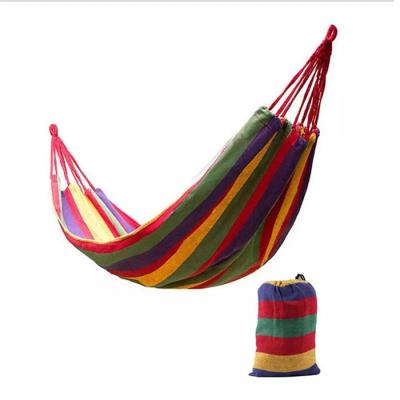 China Modern Indoor Outdoor Colorful Striped Camping Hammock For Camping Home Swing Garden Sports Travel Thick Canvas Hang Bed Hammock for sale