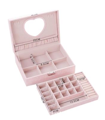 China PU Leather+high Grade Pearl Velvet China Factory Manufacture Girls Rose Earring Portable Necklace Foldable Jewelry Storage Box for sale