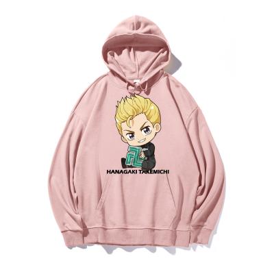 China 2021 New Anti-wrinkle Cusom Unisex Drop Shoulder Sweatshirt Cartoon Character Printing Loose Pink Hoodies for sale