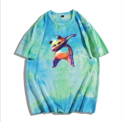 China Breathable Cartoon Anime Character Printing Boys Fashion High Street INS Tie Dyed T-shirt O Neck for sale