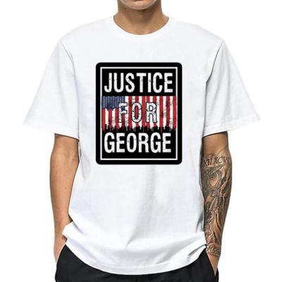 China Breathable Popular Men's White T Shirt Justice For George Floyd Letter Print Summer T Shirt for sale