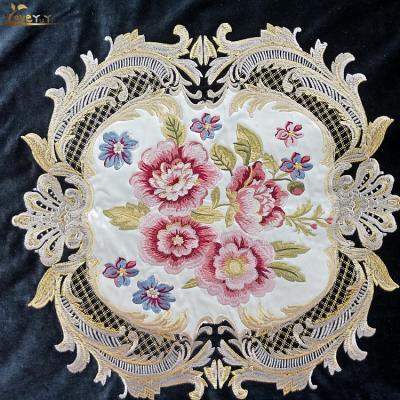 China Tear-resistant silk embroidery on soft twill velvet for sofa with site flower, silk velvet netting for upholstery for sale