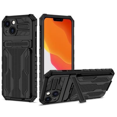 China 2021 New Design Anti-fall Hybrid Armor Card Slots Case For iphone13 for sale