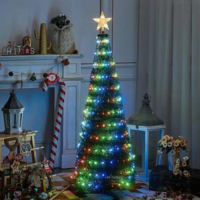 China Wholesale Blue Silver Swirling Gold Star LED Christmas Tree Light 3D Colorful LED Christmas Tree Decoration String Light for sale