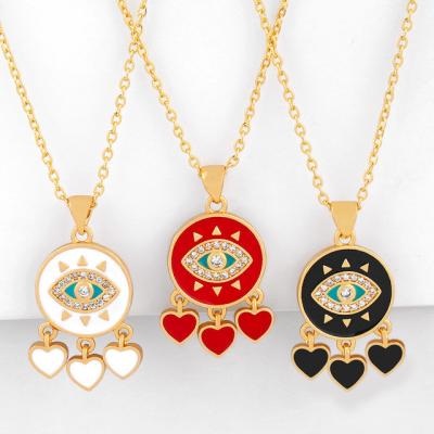 China 2022 Trendy Colorful Fashion Demon Eye Heart Pendant Necklaces Necklaces For Women for sale