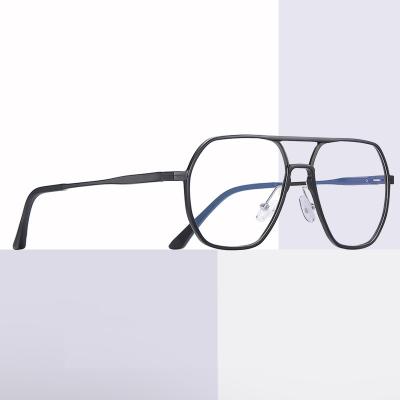 China Fashion sunglasses men's fashionable computer beam metal glasses anti-blue glass new large frame double for sale