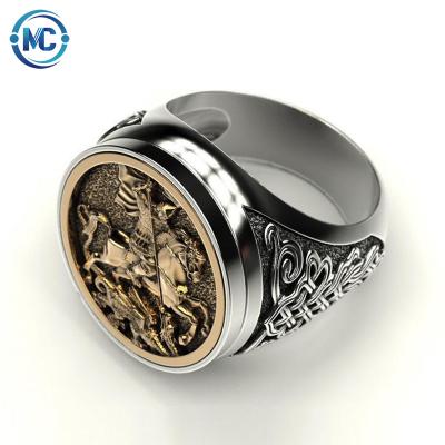 China Hot Punk Cool Male Knight Rings Ancient Roman Soldier Malone Ring Vintage Ring Two Color Gold Metal Finger Ring from BOHEMIA for sale