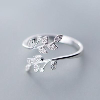 China 2022 Japanese and Korean leaf temperament simple ring fashion fashion leaf ring simple opening adjustable ring for sale