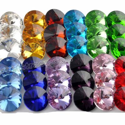 China Flatback Factory Outlet Rivoli Crystals Rhinestone Glass Gems 5mm 6mm 7mm 8mm 10mm 12mm 14mm 16mm 18mm 20mm for sale