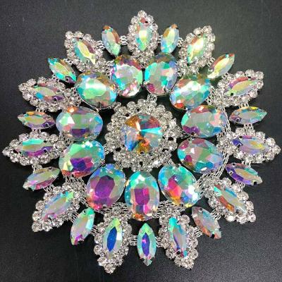 China 3D Sew On Large Rhinestone Crystal Glass Applique AB Flower Strass Sewing Crafts Crystal Stones For Dress Shoes for sale