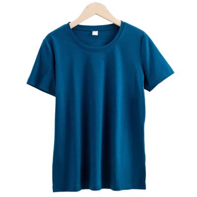 China Wholesale custom made o-neck cotton simple color summer 2021 anti-pilling short-sleeved T-shirt for women for sale