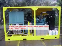 600bar 75kw Trolley High Pressure Cleaner Washer Engine Power Pressure Cleaning