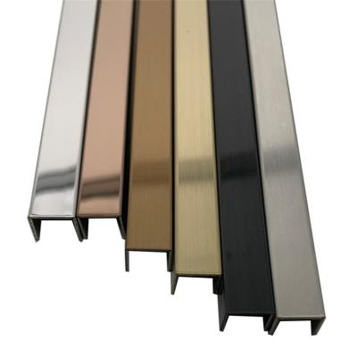 China 2022 Modern Customization U-shaped Divider Trim Flat Stainless Steel Trim U Shape Stainless Steel Tile Trim for sale