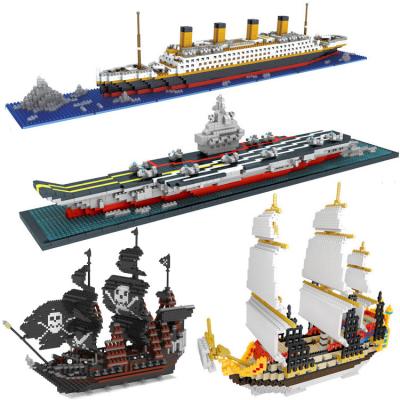 China Toy Wholesale Particle Puzzle Building Block Pirate Ship Series Building Block Adult Puzzle Toy Model for sale