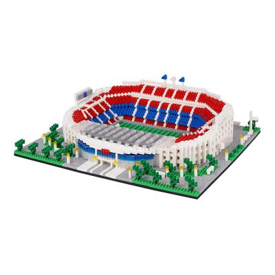 China Building Toy Wholesale 3D Football Field Assembly Stadium Small Particle Building Block Sets Building Model Montessori Toys for sale