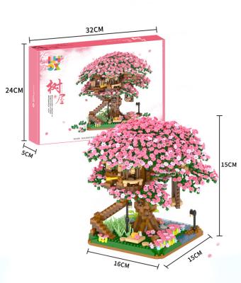 China Toy New Fashion Small Particle Cherry Tree Model Building Blocks Creative DIY Puzzle Landscape Building Blocks for sale