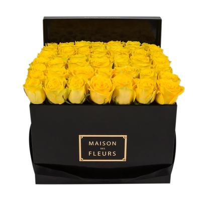 China Custom Cylinder Logo Luxury Square Flower Box Gift Flower Packaging With Ribbon for sale