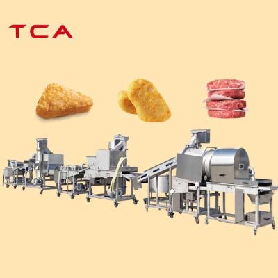 China High Effiency 300-500kg/h Industrial Chicken Nuggets Maker Machine Hamburger Patty And Chicken Nuggets Processing Line for sale