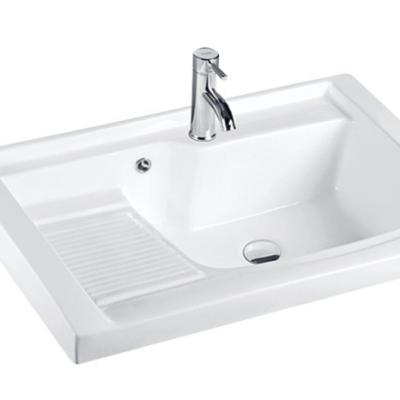 China Modern Ceramics 8080D Rectangle Clothes Sink With Washboard for sale