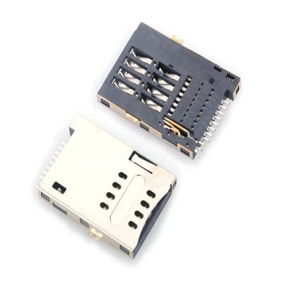 China Free samples 6.8pin push push MUP push type chip card sim male connector PCB sim card holder socket high quality push push connector for sale