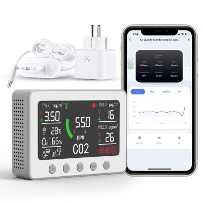 China Smart WiFi 7 in 1 Lifetime CO2 TVOC PM2.5 PM1.0 PM10 Humidity Monitor RS485 Air Quality and CO2 Temperature Tester CO2 Controller PT02 for sale