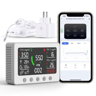 China Tuya wifi rs485 Life Gas Detector CO2 TVOC PM2.5 PM1.0 PM10 Multi Smart Monitor Carbon Dioxide Monitor CO2 PT02 for sale