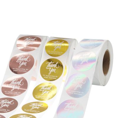 China Heat Sensitive Custom Printed Thanks To The 1.5 Inch Roll Waterproof Sticker Label Circular for sale