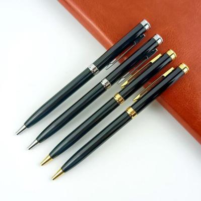 China NMHHL-002 Promotion Gift Ball Pen Customized Logo Black Slim Metal Twist Ballpoint Pen for sale