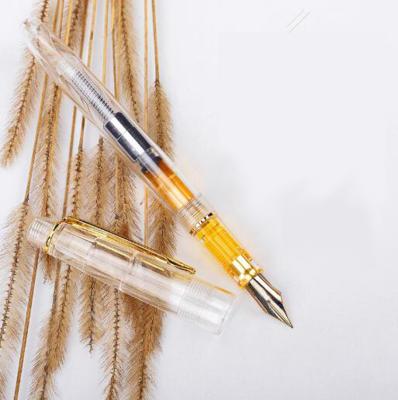 China Good Gifts NP-010F Smooth Writing Cheap Fountain Pen Transparent Plastic Barrel Ink For Party Favors for sale