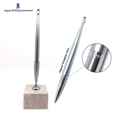 China MA-248 Elegant Marble Silver Pen Holder Wholesalers Own Design Private Label Popular Metal Stationery School Office Silver Pen for sale