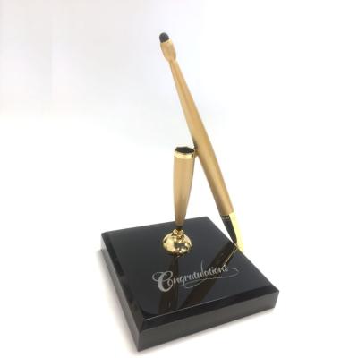 China Popular Gold Pen Holder MA-249 Metal Stationery School Office Gold Pen Wholesalers Private Label Elegant Marble Elegant Design for sale