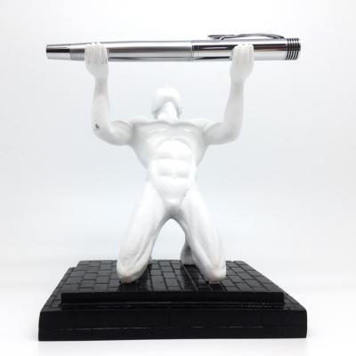 China Designer White White Kneeling Man Pen Holder For Present Barber Shop Brand Jaguar JR-1234 for sale