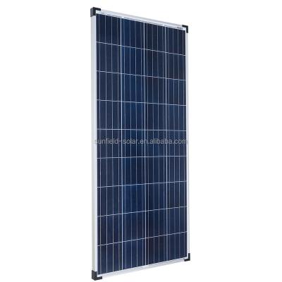 China High Efficiency Long Service Life Polycrystalline Glass Solar Panel 150Watts 155Watts 160W Watts 18V PA 12V 156mmx156mm for sale